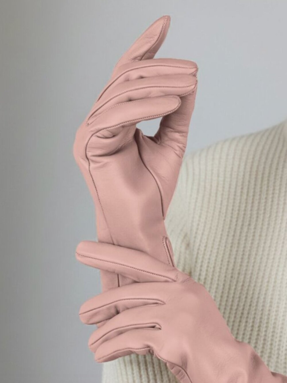 NM Neiman Marcus Ladies Pink Leather Cashmere Lined Gloves 6.5 - Picture 10 of 11